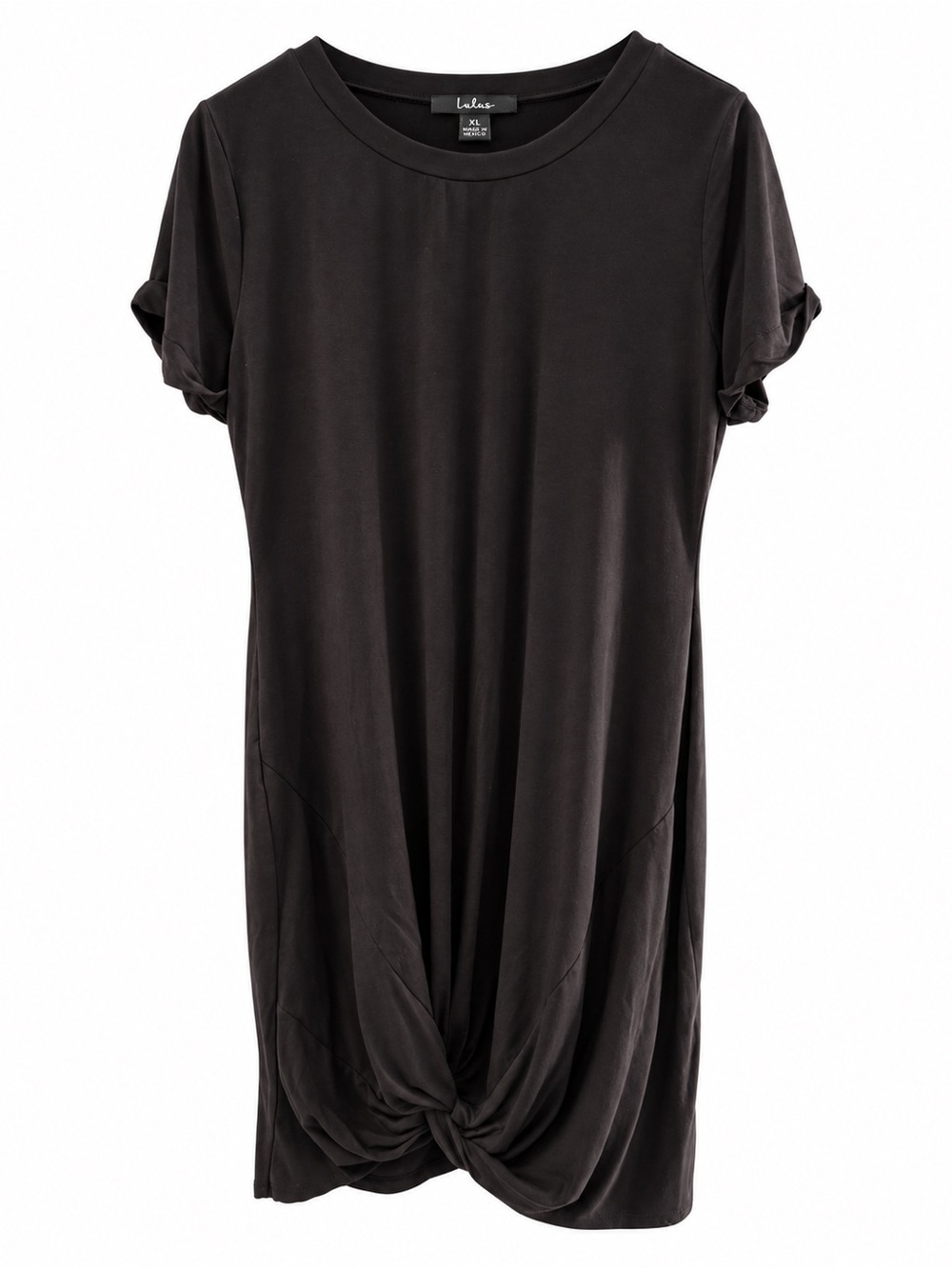 Lulus Forever the Best Black Knot Front T-Shirt Mini Dress XL Rayon